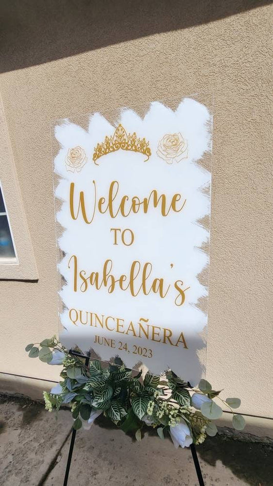 Quinceañera acrylic, welcome to my Quinceanera sign, welcome acrylic sign, custom welcome sign, acrylic paint sign, Quinceañera decorations