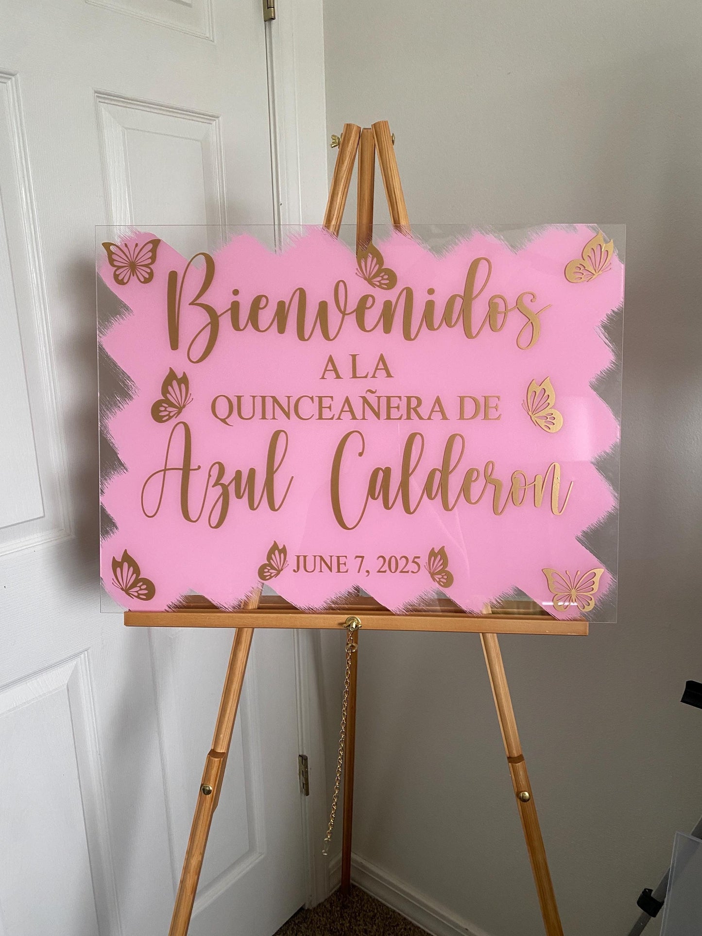 Bienvenidos A Mi Quinceañera acrylic Sign, welcome to my Quinceanera sign, welcome acrylic sign, custom welcome sign, Quinceañera decoration