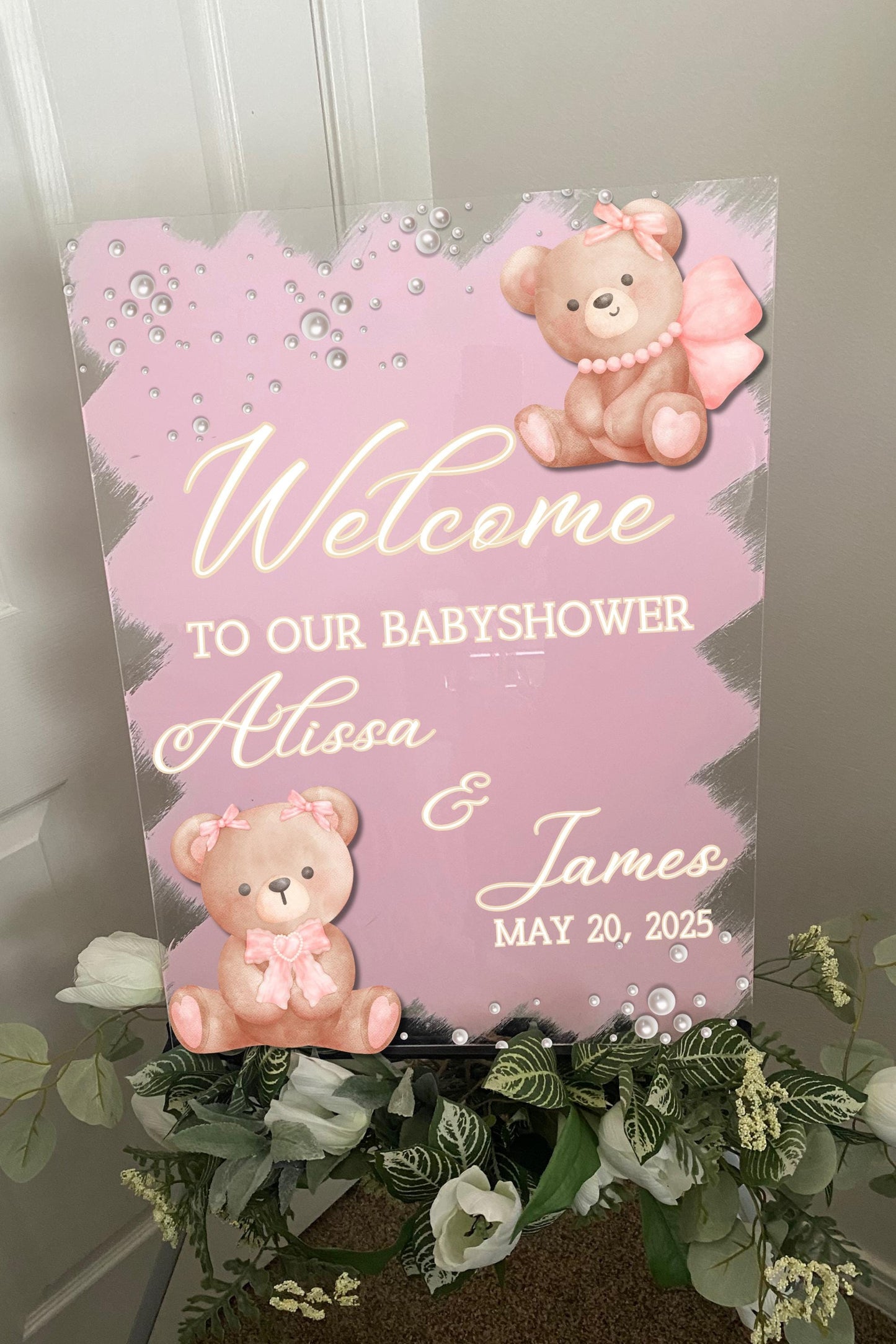 We Can Bearly Wait Welcome Sign, Baby shower welcome sign, Babyshower Acrylic sign, Bear Theme Babyshower, Bear babyshower, Babyshower Decor