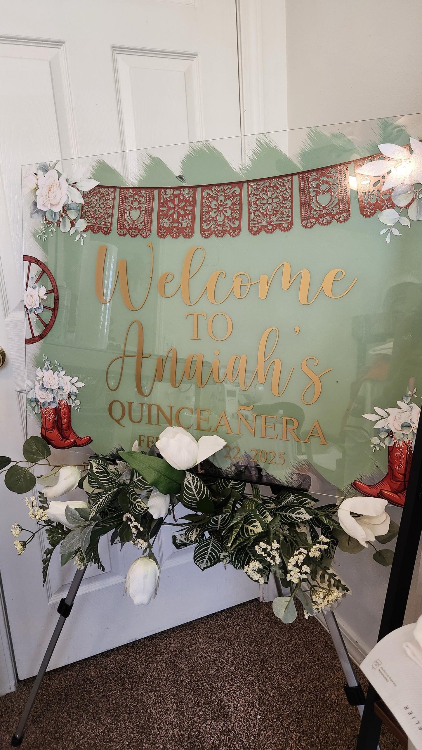 Rustic Charro Quinceañera Welcome Sign, Quinceañera acrylic sign, welcome to my Quinceanera sign, welcome sign, Charro Quinceañera theme
