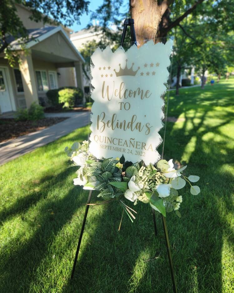 Quinceanera acrylic, welcome to my Quinceanera sign, welcome acrylic sign, custom welcome sign, acrylic paint sign, Quinceañera decorations