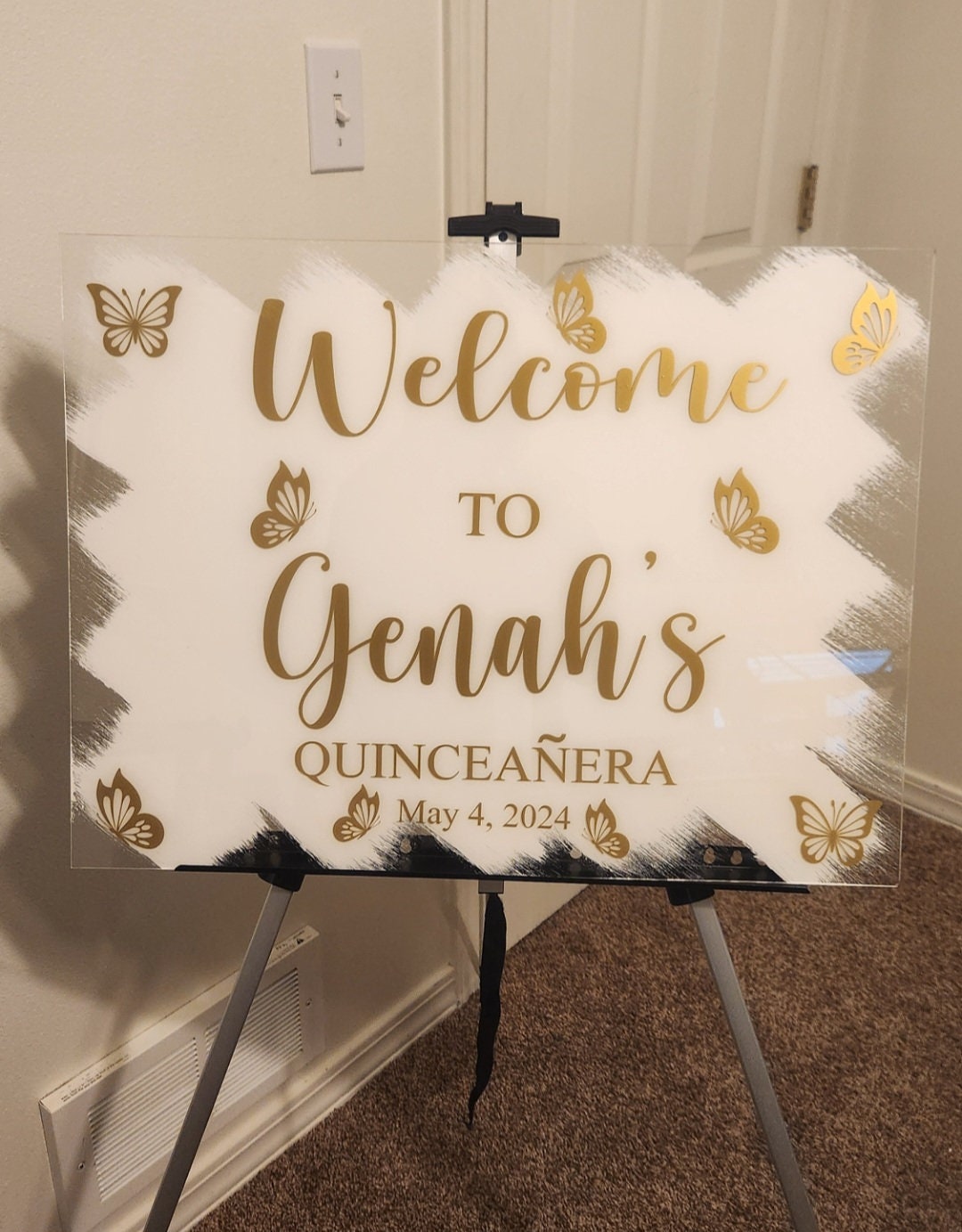 Quinceanera acrylic, welcome to my Quinceanera sign, welcome acrylic sign, custom welcome sign, acrylic paint sign, Quinceañera decorations