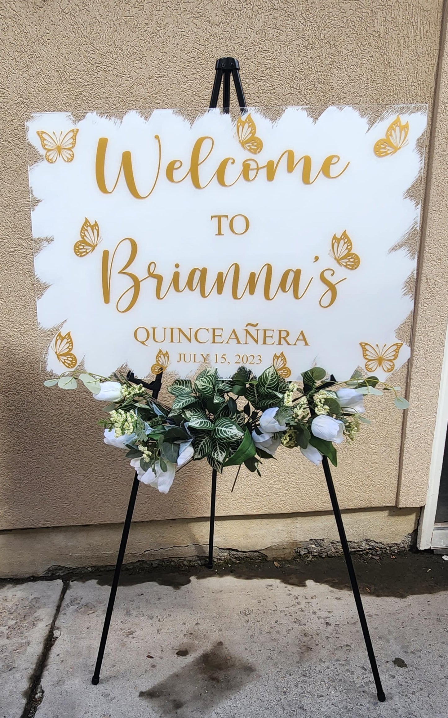 Quinceanera acrylic, welcome to my Quinceanera sign, welcome acrylic sign, custom welcome sign, acrylic paint sign, Quinceañera decorations