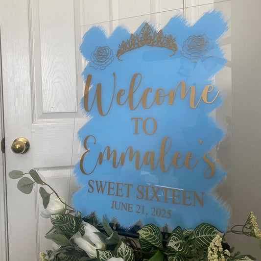 Sweet Sixteen Acrylic Sign, welcome to my sweet 16 sign, custom welcome sign, sweet 16 decorations, welcome to my sweet sixteen acrylic sign
