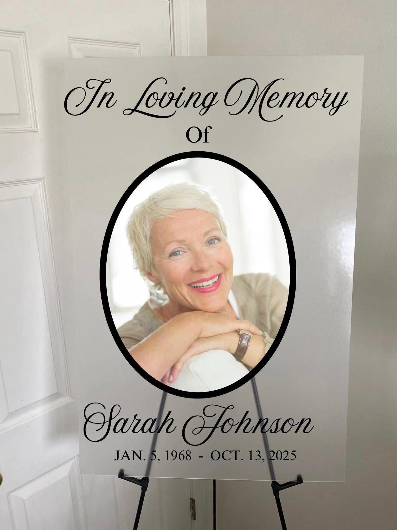 In loving memory acrylic with picture, funeral acrylic welcome sign, Tribute remembrance photo, Celebration of life in loving memory