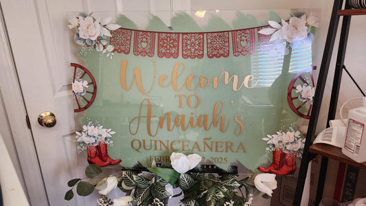 Rustic Charro Quinceañera Welcome Sign, Quinceañera acrylic sign, welcome to my Quinceanera sign, welcome sign, Charro Quinceañera theme