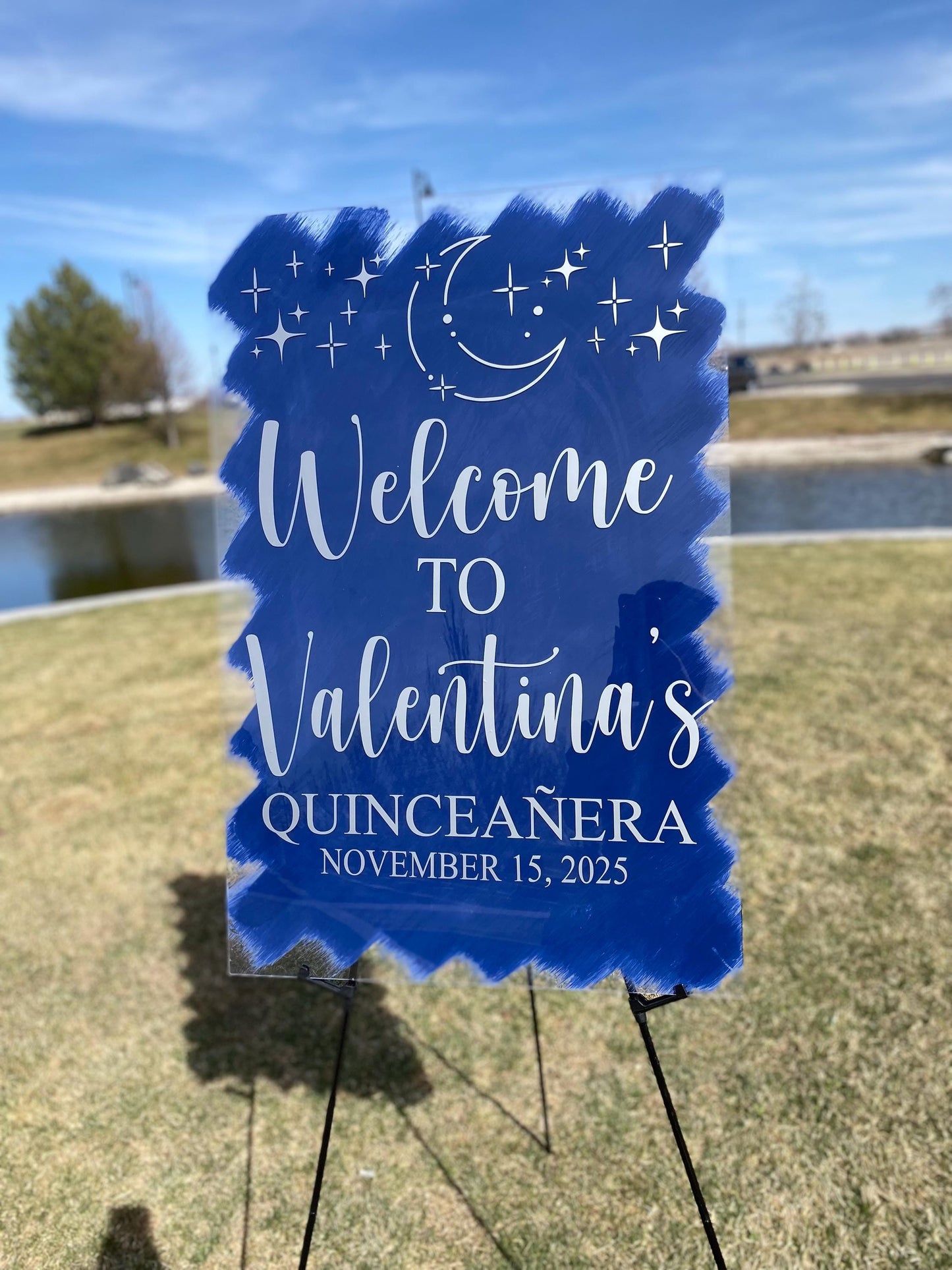 Under the Stars Sweet Sixteen Welcome Acrylic Sign, Welcome Acrylic Sign, Sweet 16 Welcome Sign, Under The Stars Quinceañera Welcome Sign