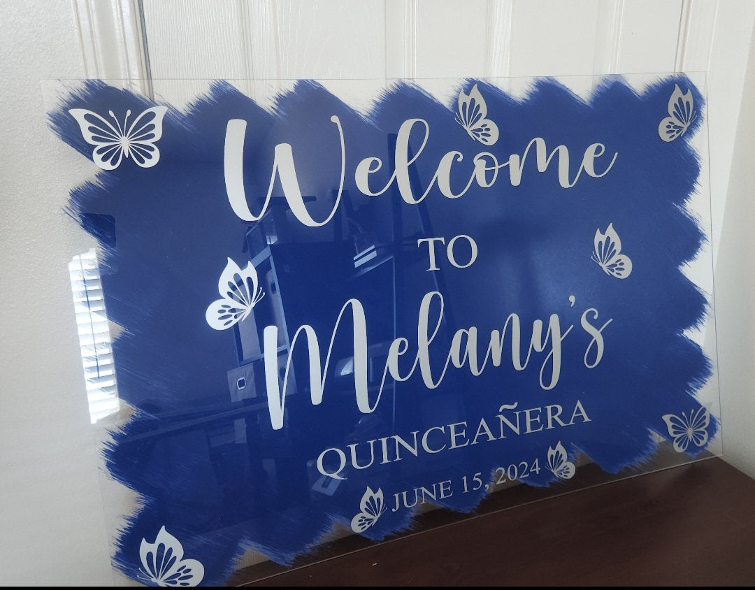 Quinceanera acrylic, welcome to my Quinceanera sign, welcome acrylic sign, custom welcome sign, acrylic paint sign, Quinceañera decorations