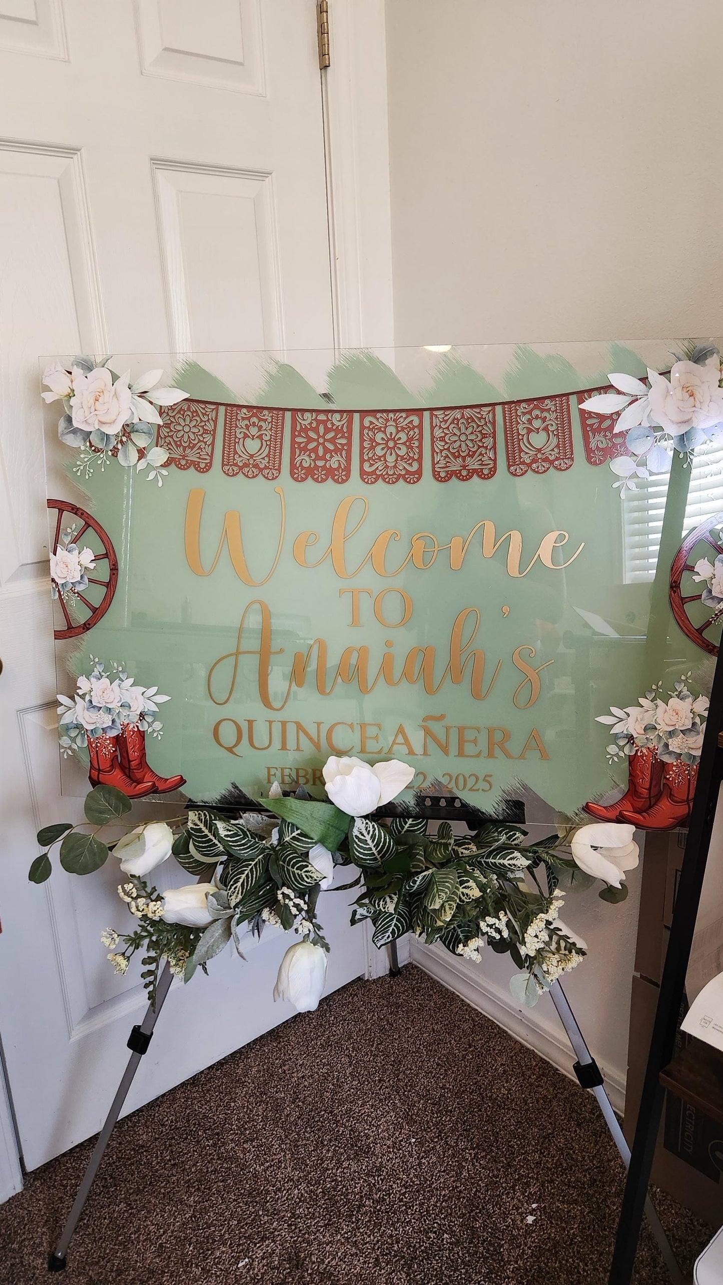Rustic Charro Quinceañera Welcome Sign, Quinceañera acrylic sign, welcome to my Quinceanera sign, welcome sign, Charro Quinceañera theme