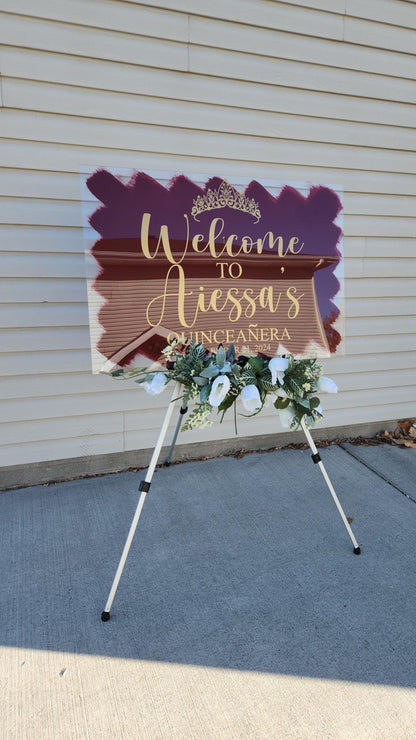 Quinceanera acrylic, welcome to my Quinceanera sign, welcome acrylic sign, custom welcome sign, acrylic paint sign, Quinceañera decorations