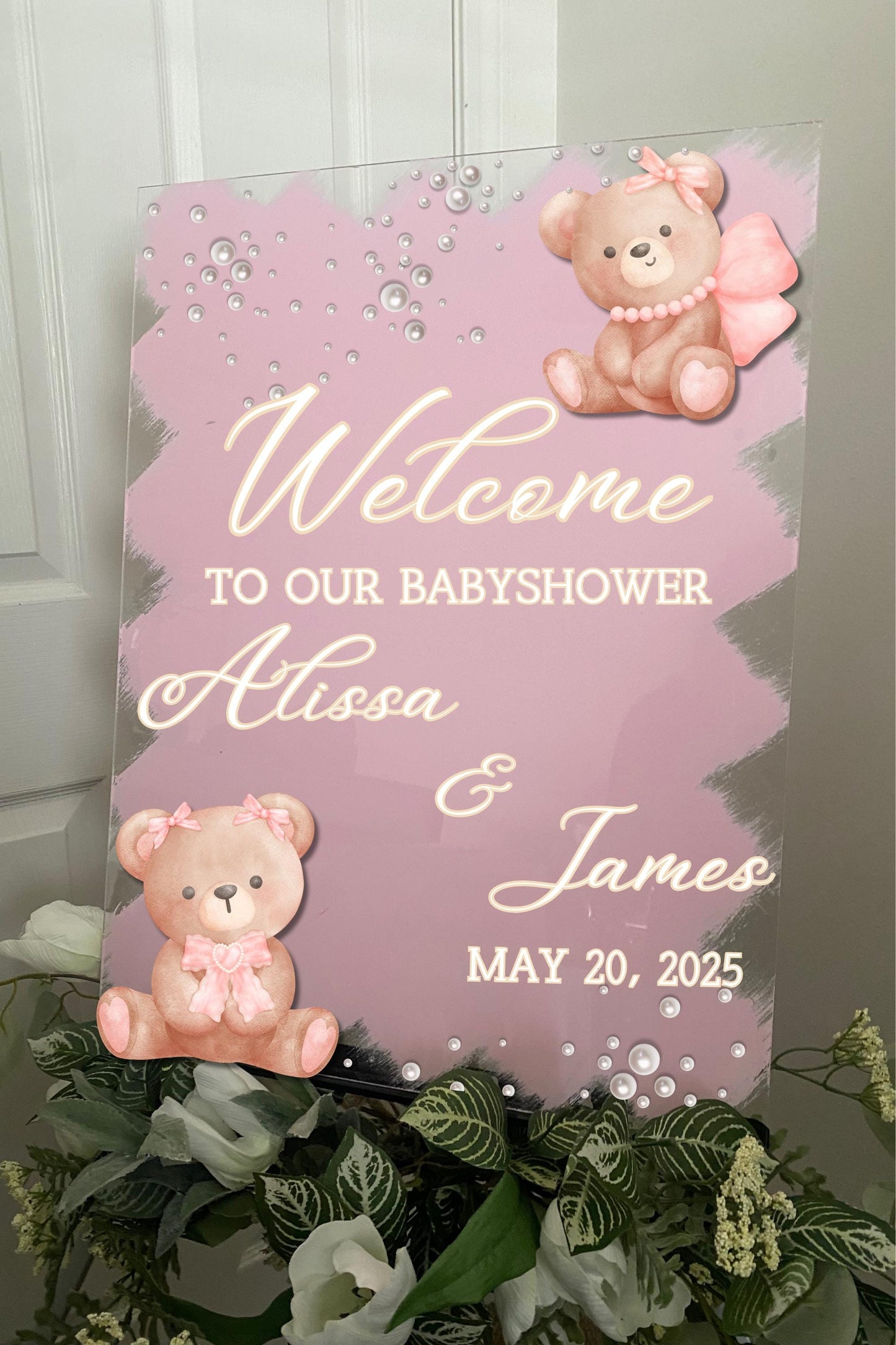 We Can Bearly Wait Welcome Sign, Baby shower welcome sign, Babyshower Acrylic sign, Bear Theme Babyshower, Bear babyshower, Babyshower Decor