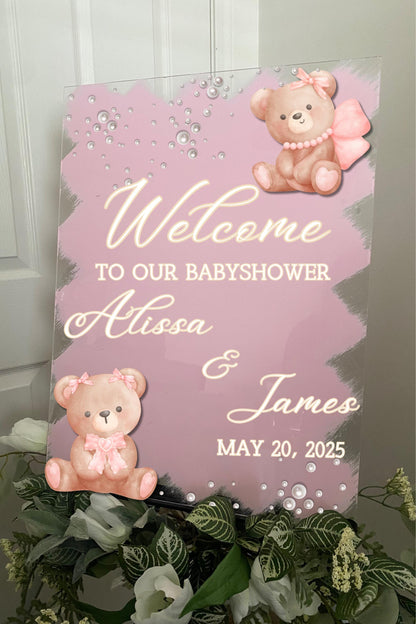 We Can Bearly Wait Welcome Sign, Baby shower welcome sign, Babyshower Acrylic sign, Bear Theme Babyshower, Bear babyshower, Babyshower Decor