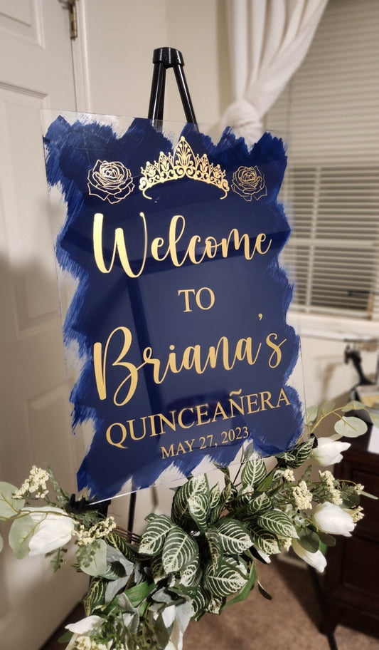 Quinceañera acrylic, welcome to my Quinceanera sign, welcome acrylic sign, custom welcome sign, acrylic paint sign, Quinceañera decorations