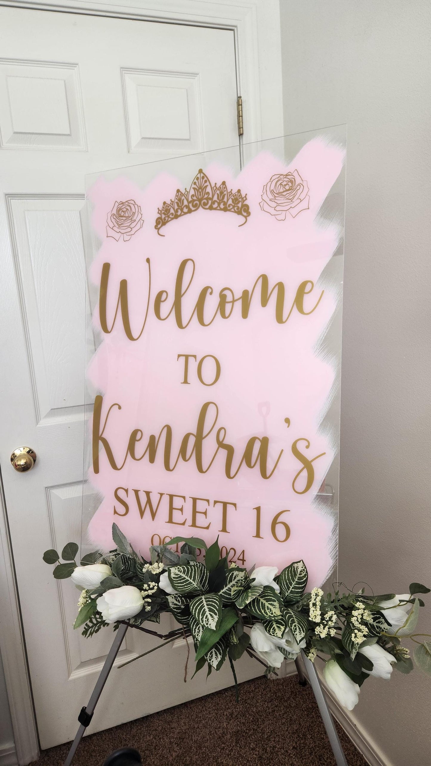 Sweet Sixteen Acrylic Sign, welcome to my sweet 16 sign, welcome acrylic sign, custom welcome sign, acrylic paint sign, sweet 16 decorations