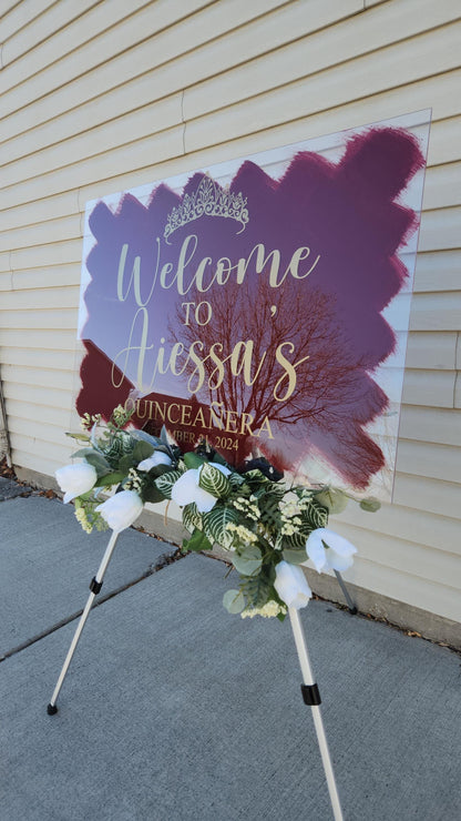 Quinceanera acrylic, welcome to my Quinceanera sign, welcome acrylic sign, custom welcome sign, acrylic paint sign, Quinceañera decorations