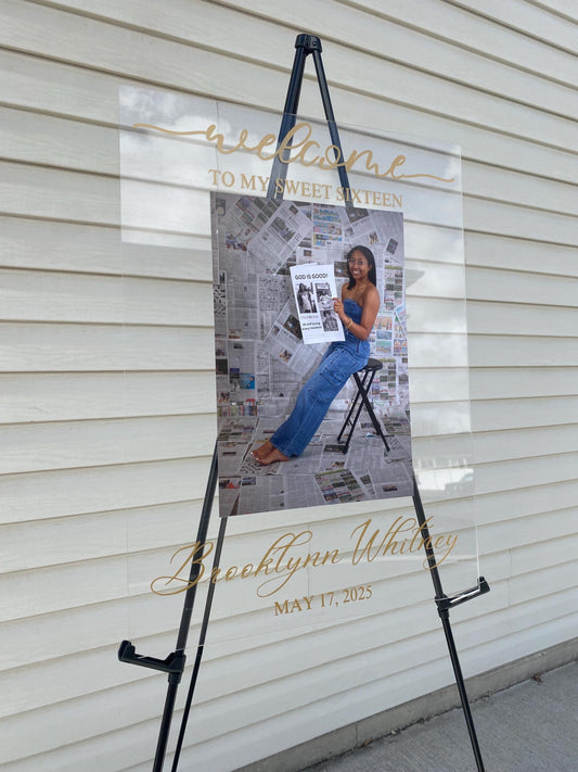 Sweet Sixteen Welcome Sign with Picture, Welcome Acrylic Sign, Sweet 16 Welcome Sign, Welcome to my Quinceañera, Welcome to my sweet sixteen