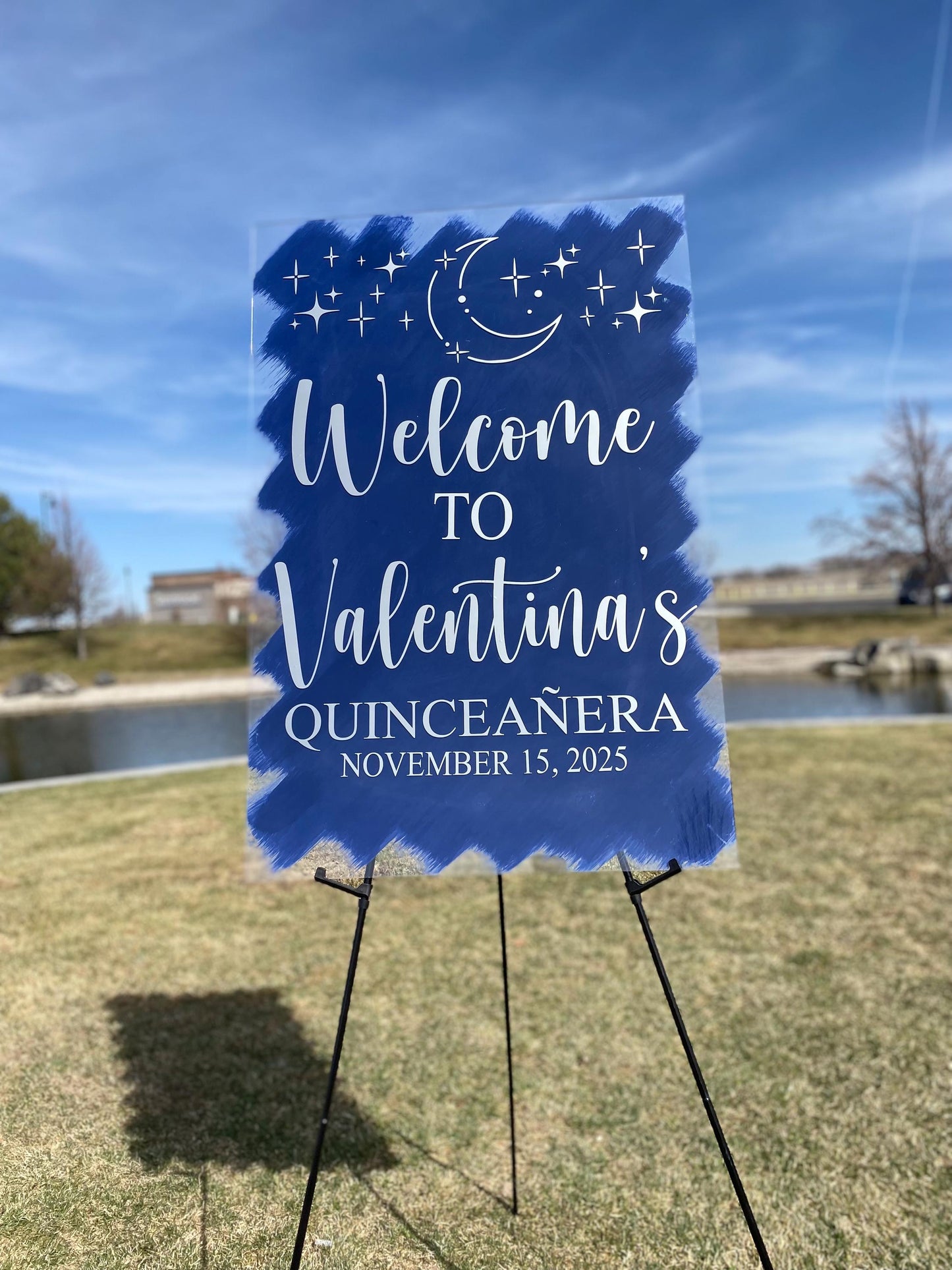 Under the Stars Sweet Sixteen Welcome Acrylic Sign, Welcome Acrylic Sign, Sweet 16 Welcome Sign, Under The Stars Quinceañera Welcome Sign