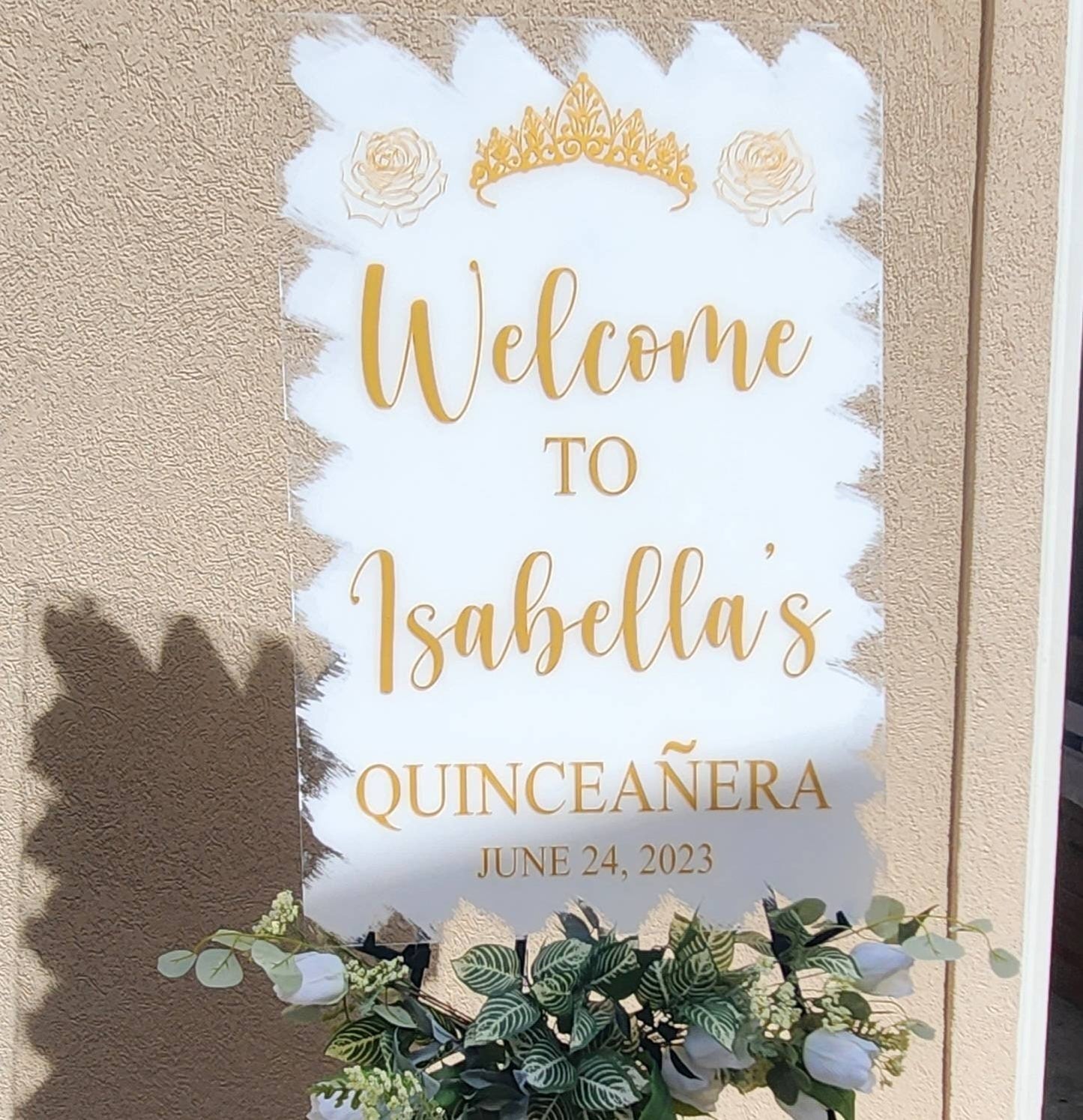 Quinceañera acrylic, welcome to my Quinceanera sign, welcome acrylic sign, custom welcome sign, acrylic paint sign, Quinceañera decorations