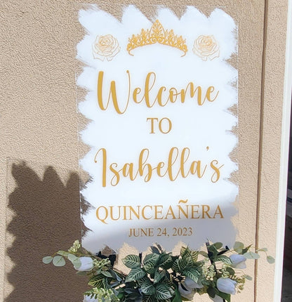 Quinceañera acrylic, welcome to my Quinceanera sign, welcome acrylic sign, custom welcome sign, acrylic paint sign, Quinceañera decorations