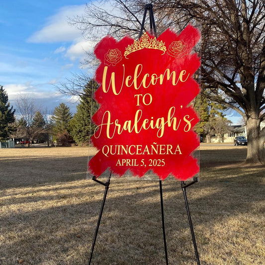 Quinceañera acrylic, welcome to my Quinceanera sign, welcome acrylic sign, custom welcome sign, acrylic paint sign, Quinceañera decorations