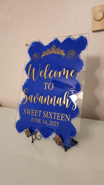 Quinceañera acrylic, welcome to my Quinceanera sign, welcome acrylic sign, custom welcome sign, acrylic paint sign, Quinceañera decorations