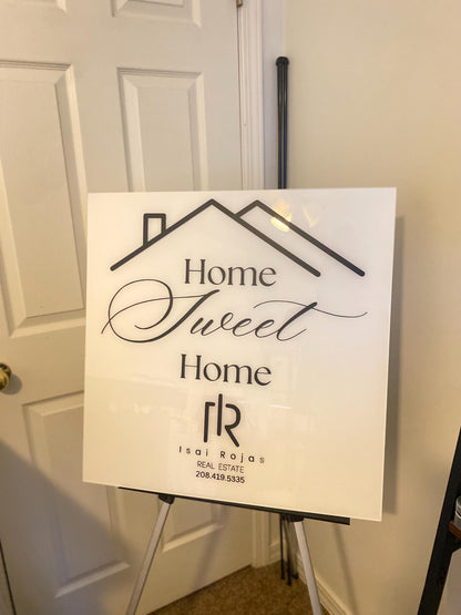 Real Estate Home Sweet Home Sign, Real Estate Agent Acrylic Sign, Closing Day Sign for Real Estate Agents, Custom Sign for Real Estate Agent