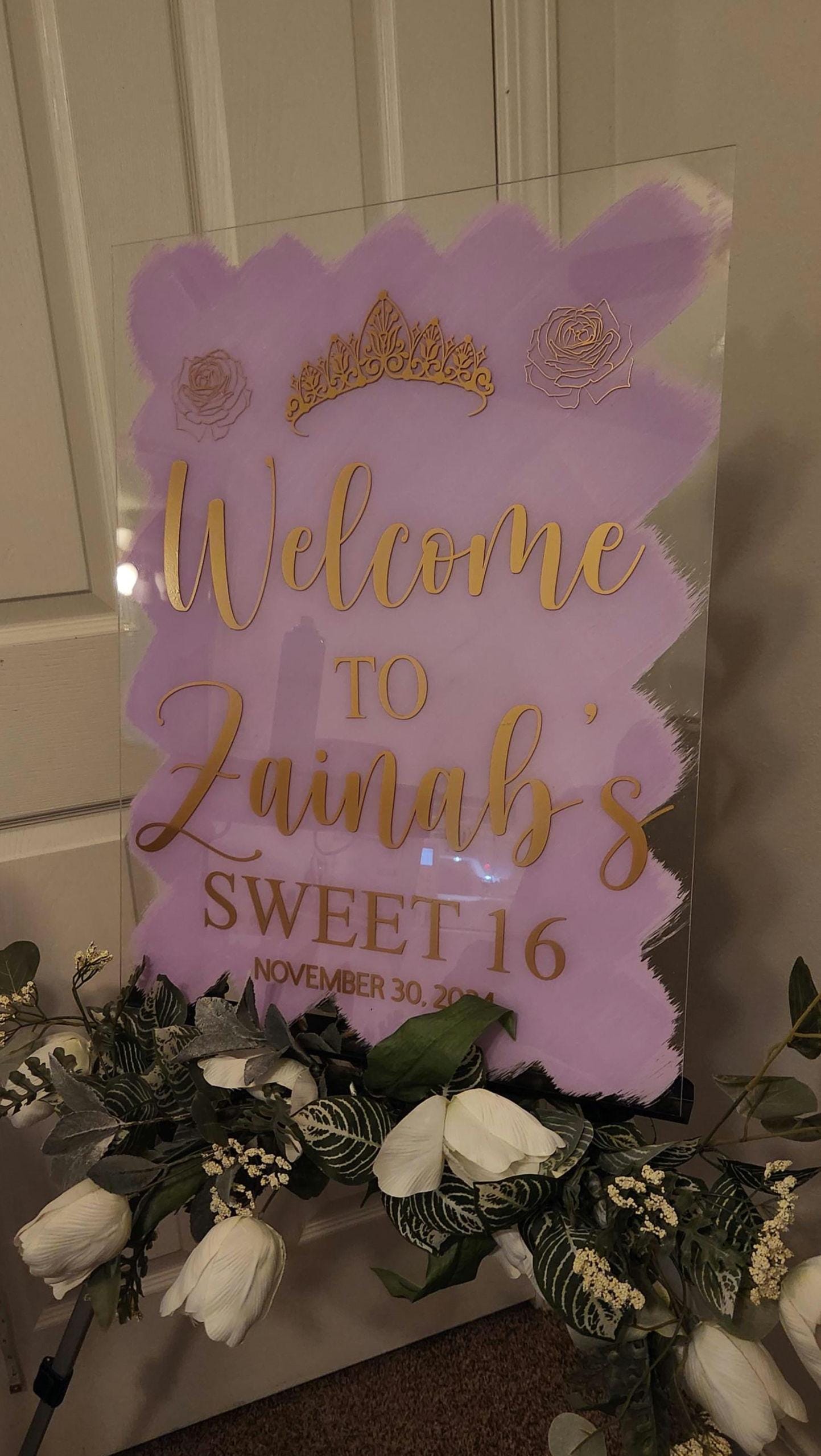 Sweet Sixteen Acrylic Sign, welcome to my sweet 16 sign, welcome acrylic sign, custom welcome sign, acrylic paint sign, sweet 16 decorations