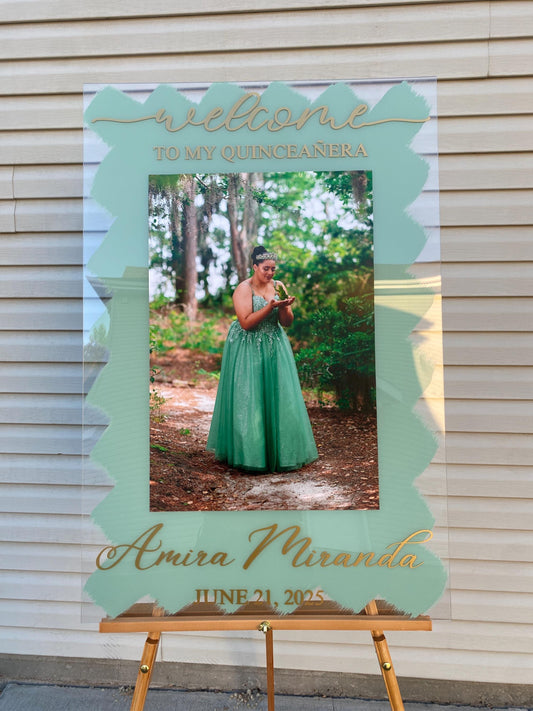 Quinceañera acrylic , welcome to my sweet 16 sign, welcome acrylic sign, custom welcome sign, acrylic paint sign, Quinceañera decorations