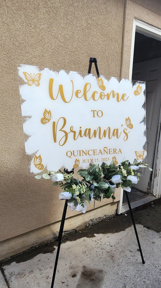 Quinceanera acrylic, welcome to my Quinceanera sign, welcome acrylic sign, custom welcome sign, acrylic paint sign, Quinceañera decorations