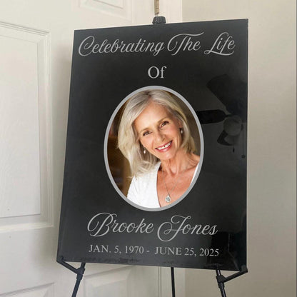 In loving memory acrylic with picture, funeral acrylic welcome sign, Tribute remembrance photo, Celebration of life in loving memory sign