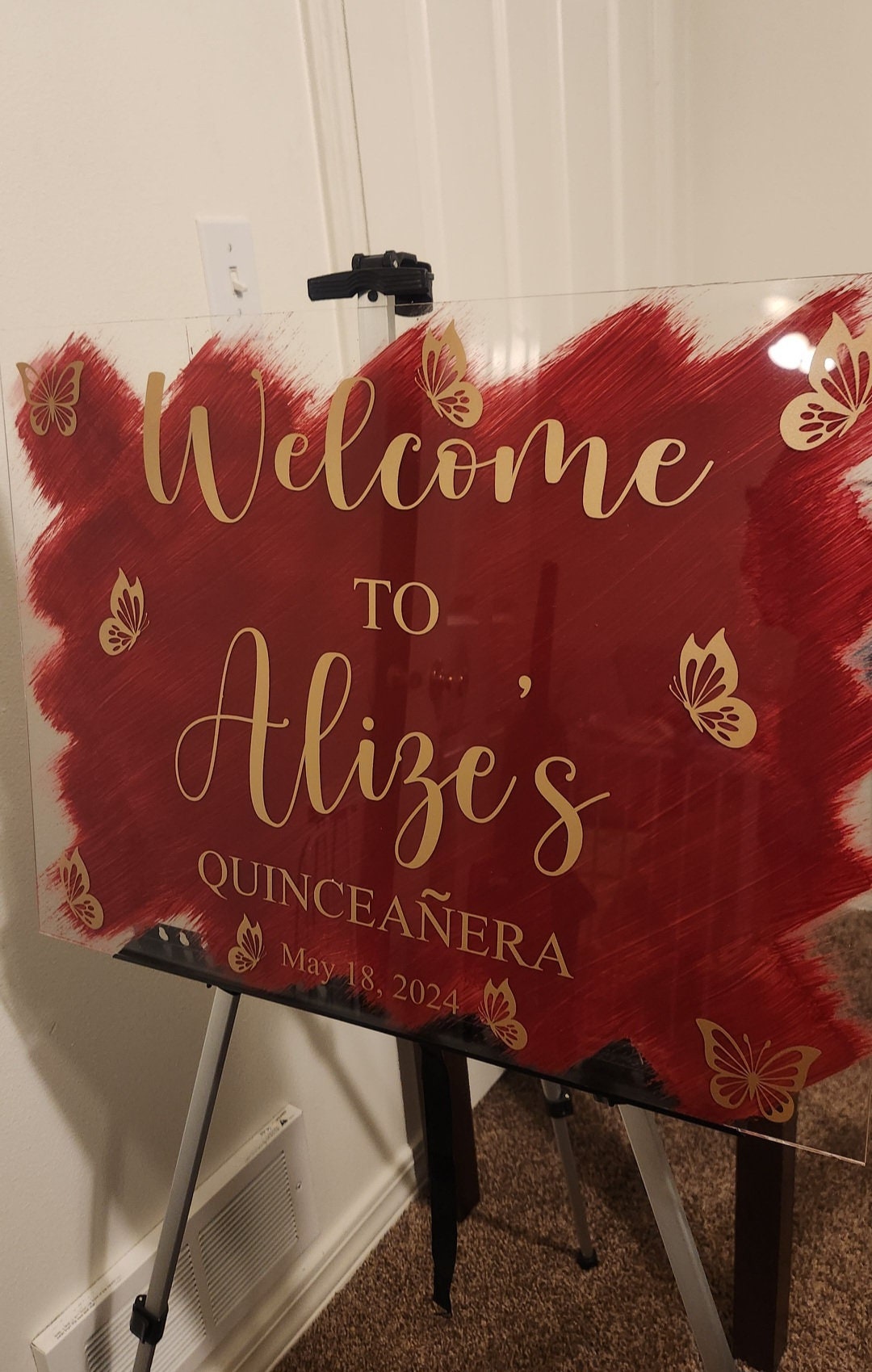 Quinceanera acrylic, welcome to my Quinceanera sign, welcome acrylic sign, custom welcome sign, acrylic paint sign, Quinceañera decorations