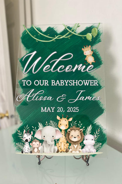 Safari Baby shower Welcome Sign, Baby shower welcome sign, Babyshower Acrylic sign, Safari Theme Babyshower, Safari babyshower