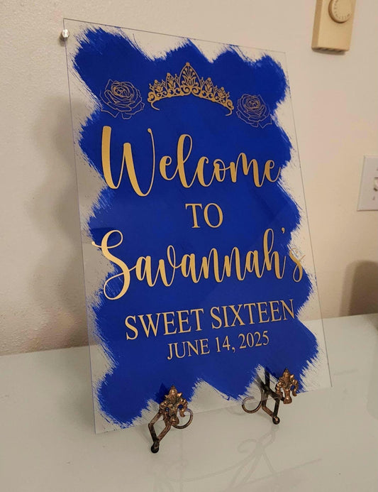 Sweet Sixteen Acrylic Sign, welcome to my sweet 16 sign, welcome acrylic sign, custom welcome sign, acrylic paint sign, sweet 16 decorations