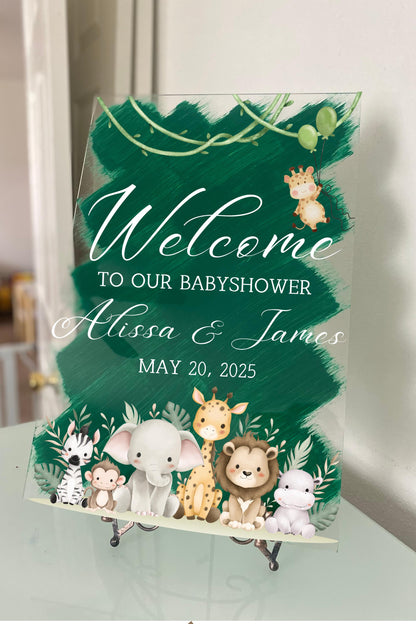 Safari Baby shower Welcome Sign, Baby shower welcome sign, Babyshower Acrylic sign, Safari Theme Babyshower, Safari babyshower