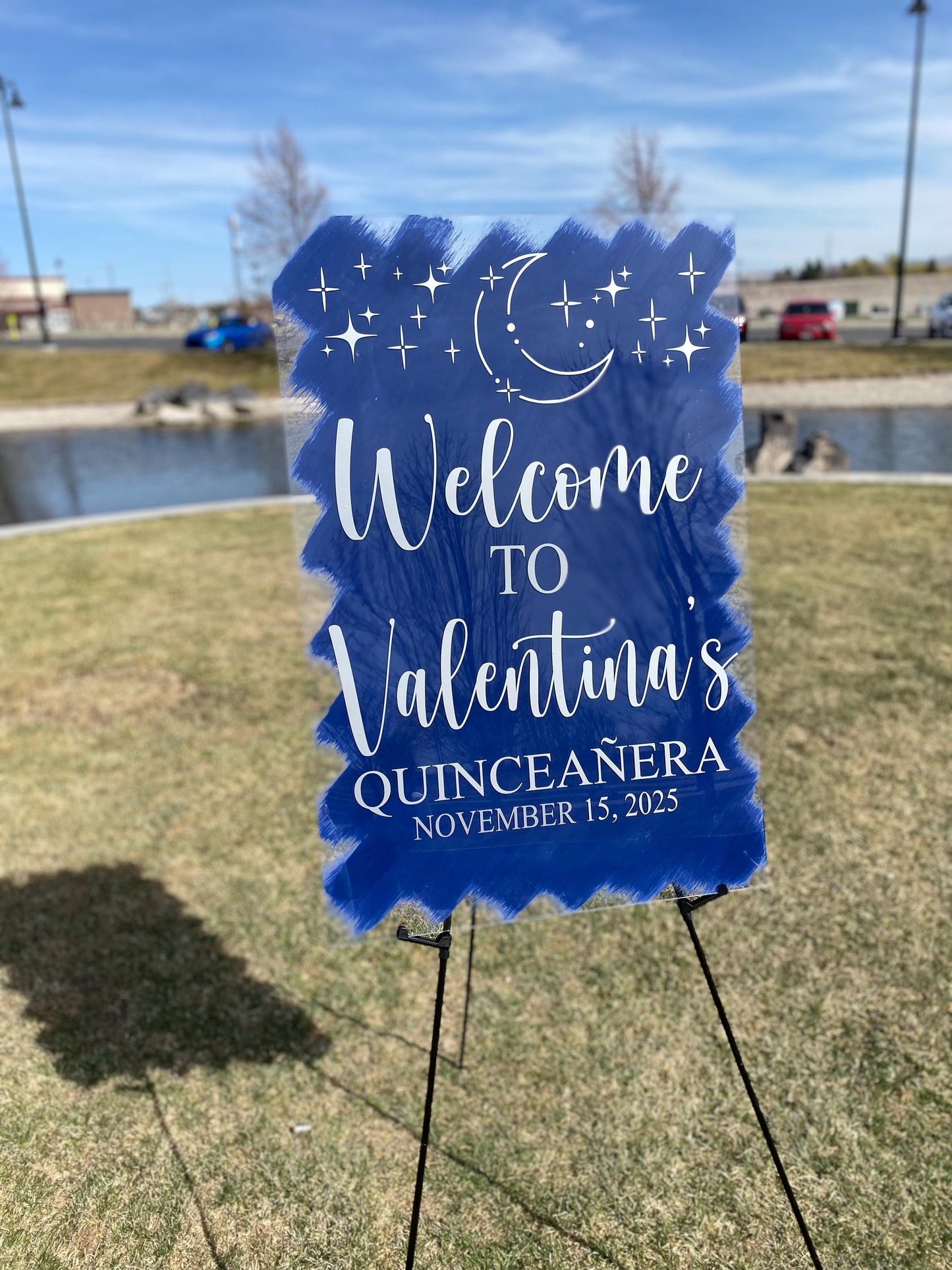Under the Stars Sweet Sixteen Welcome Acrylic Sign, Welcome Acrylic Sign, Sweet 16 Welcome Sign, Under The Stars Quinceañera Welcome Sign