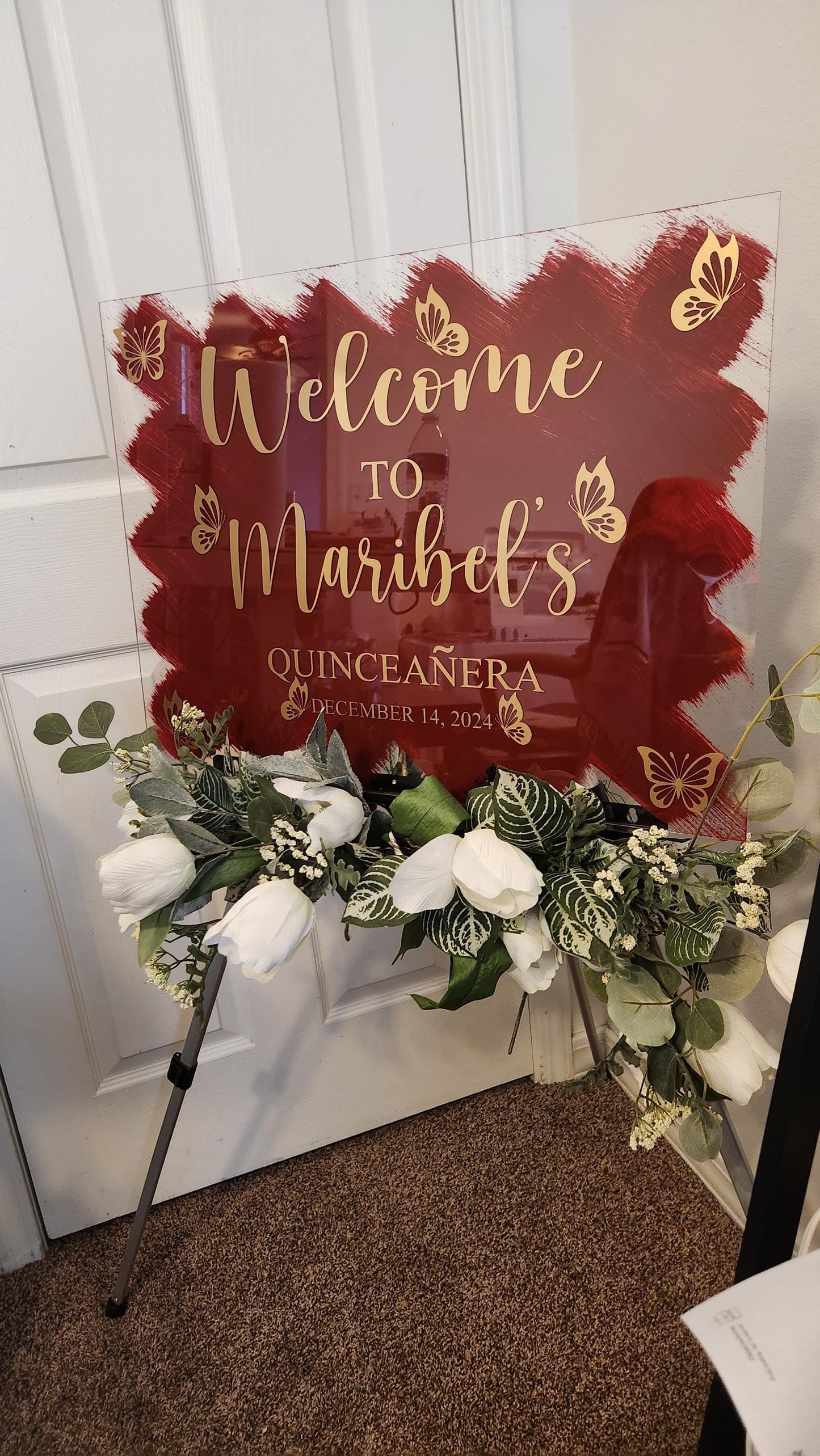 Quinceanera acrylic, welcome to my Quinceanera sign, welcome acrylic sign, custom welcome sign, acrylic paint sign, Quinceañera decorations
