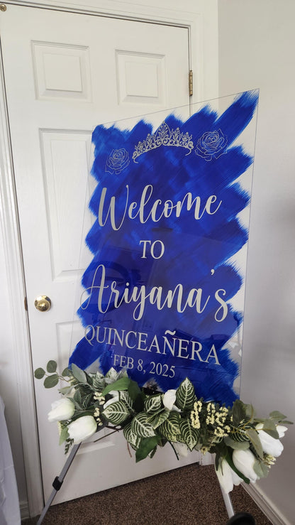 Quinceañera acrylic, welcome to my Quinceanera sign, welcome acrylic sign, custom welcome sign, acrylic paint sign, Quinceañera decorations