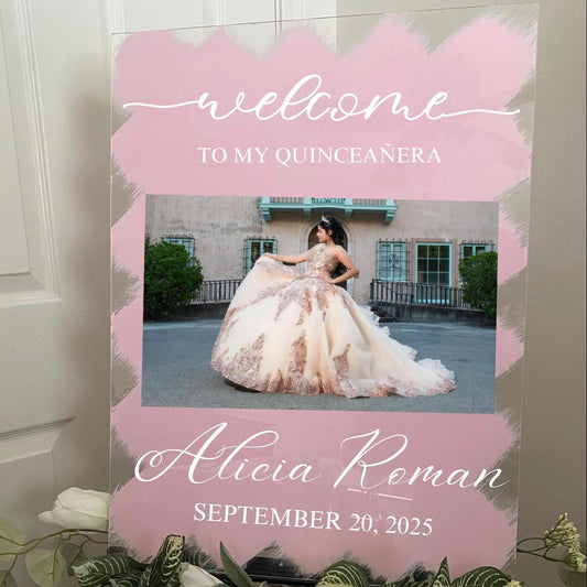Quinceañera acrylic , welcome to my sweet 16 sign, welcome acrylic sign, custom welcome sign, acrylic paint sign, Quinceañera decorations
