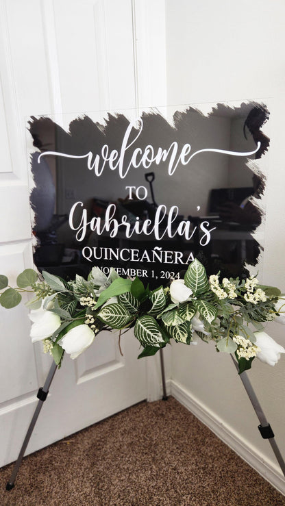 Quinceanera acrylic, welcome to my Quinceanera sign, welcome acrylic sign, custom welcome sign, acrylic paint sign, Quinceañera decorations