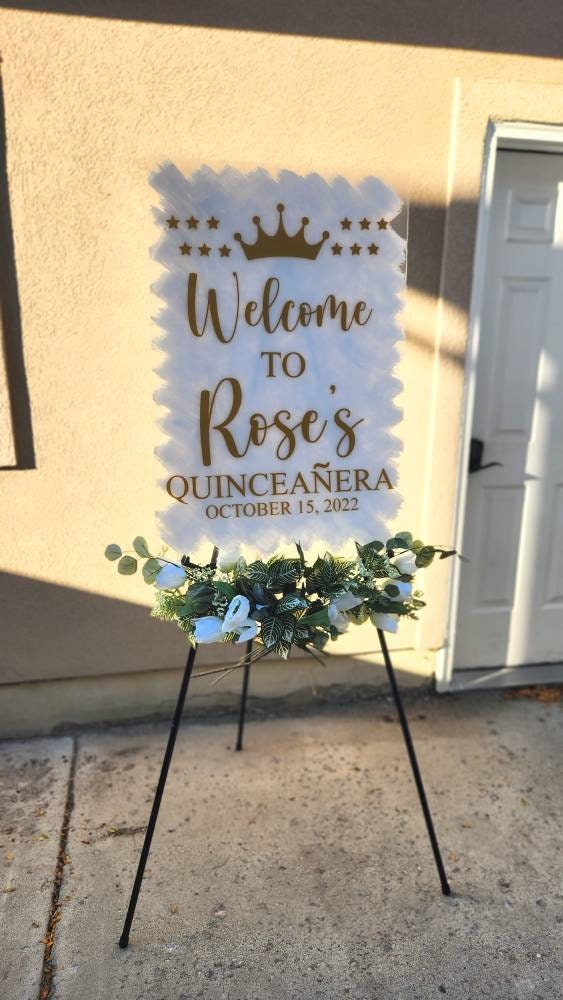 Quinceanera acrylic, welcome to my Quinceanera sign, welcome acrylic sign, custom welcome sign, acrylic paint sign, Quinceañera decorations