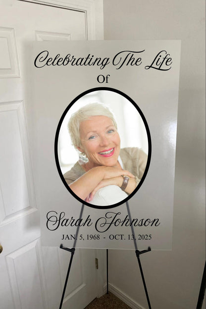 In loving memory acrylic with picture, funeral acrylic welcome sign, Tribute remembrance photo, Celebration of life in loving memory sign