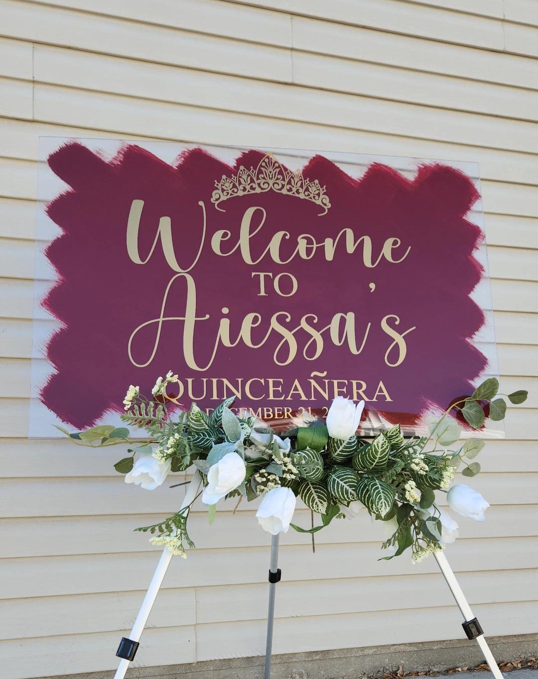 Quinceanera acrylic, welcome to my Quinceanera sign, welcome acrylic sign, custom welcome sign, acrylic paint sign, Quinceañera decorations