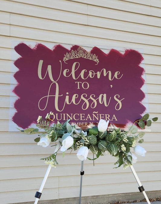 Quinceanera acrylic, welcome to my Quinceanera sign, welcome acrylic sign, custom welcome sign, acrylic paint sign, Quinceañera decorations
