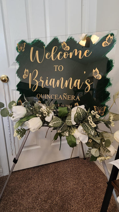 Quinceanera acrylic, welcome to my Quinceanera sign, welcome acrylic sign, custom welcome sign, acrylic paint sign, Quinceañera decorations