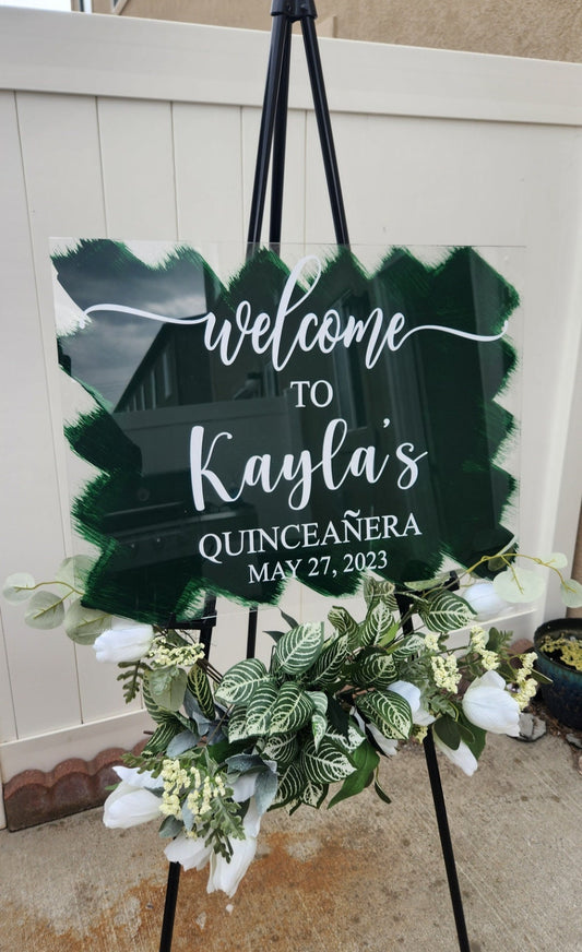 Quinceanera acrylic, welcome to my Quinceanera sign, welcome acrylic sign, custom welcome sign, acrylic paint sign, Quinceañera decorations