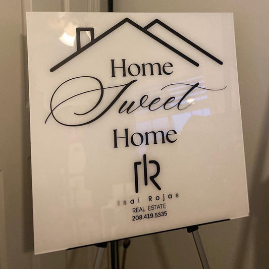 Real Estate Home Sweet Home Sign, Real Estate Agent Acrylic Sign, Closing Day Sign for Real Estate Agents, Custom Sign for Real Estate Agent