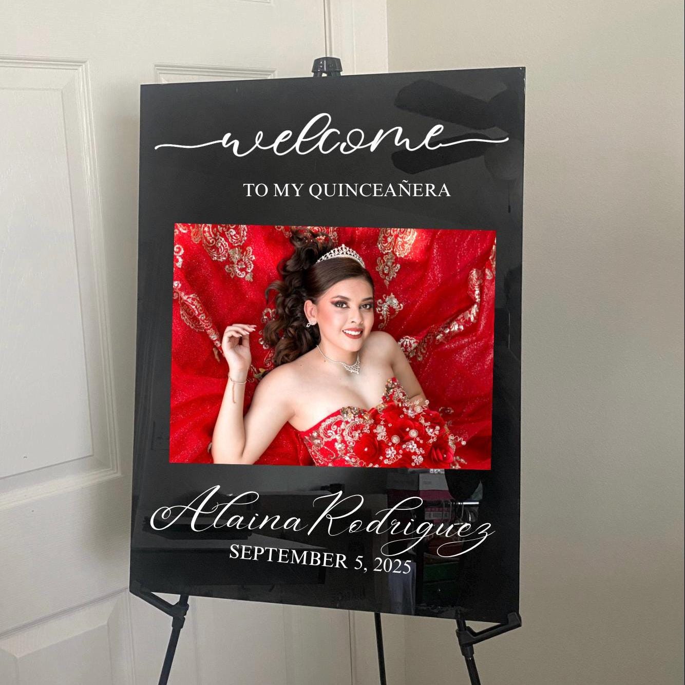 Quinceañera Welcome Sign with Picture, Welcome Acrylic Sign, Sweet 16 Welcome Sign, Welcome to my Quinceañera, Welcome to my sweet sixteen