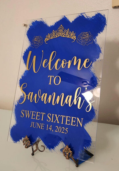 Sweet Sixteen Acrylic Sign, welcome to my sweet 16 sign, welcome acrylic sign, custom welcome sign, acrylic paint sign, sweet 16 decorations