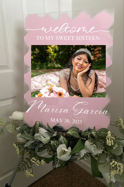 Quinceañera acrylic , welcome to my sweet 16 sign, welcome acrylic sign, custom welcome sign, acrylic paint sign, Quinceañera decorations