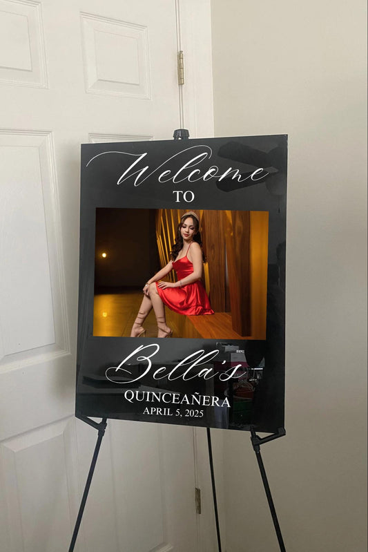 Quinceañera Welcome Sign with Picture, Welcome Acrylic Sign, Sweet 16 Welcome Sign, Welcome to my Quinceañera, Welcome to my sweet sixteen